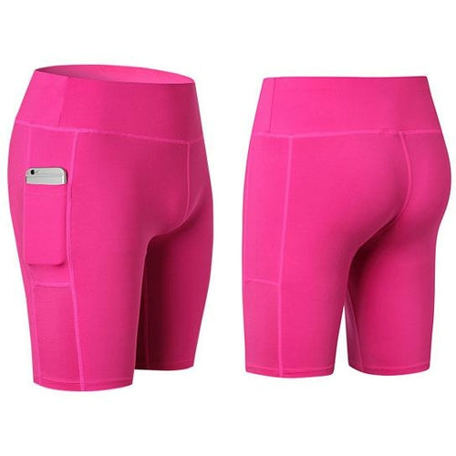 Pantalones cortos de yoga All Seasons elásticos con bolsillo para el teléfono