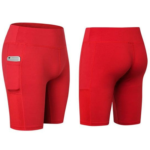 Pantalones cortos de yoga All Seasons elásticos con bolsillo para el teléfono