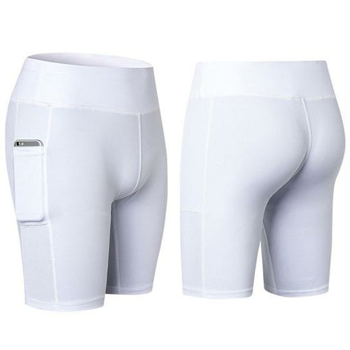 Pantalones cortos de yoga All Seasons elásticos con bolsillo para el teléfono