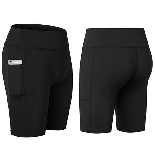 Pantalones cortos de yoga All Seasons elásticos con bolsillo para el teléfono