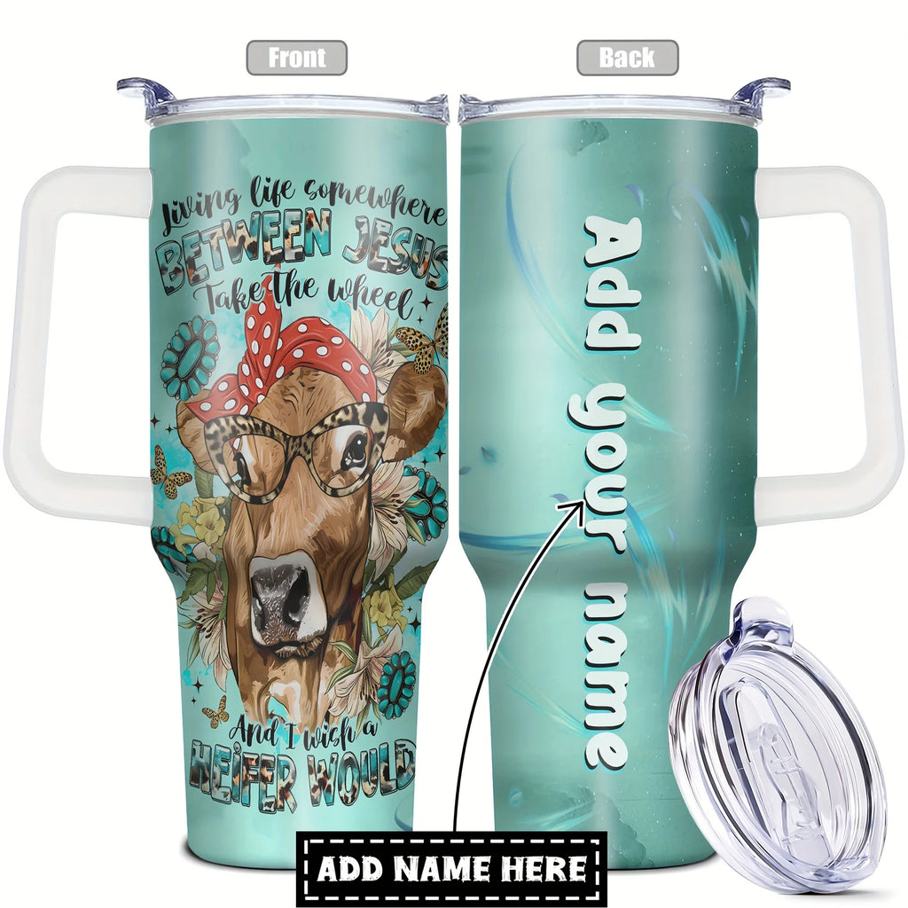 Logotipo personalizado Tazas de vaso de 40 oz Taza de vacío de acero inoxidable 304 Vaso aislado de 40 oz con asa y tapas