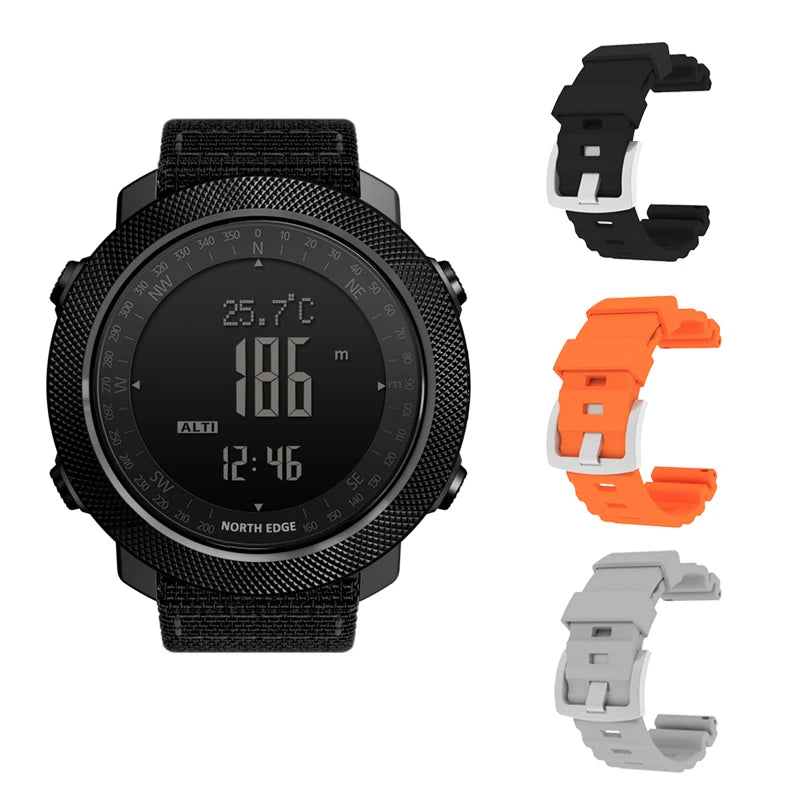 NORTH EDGE Reloj digital deportivo para hombre Horas de carrera Natación Relojes militares del ejército Altímetro Barómetro Brújula Impermeable 50m