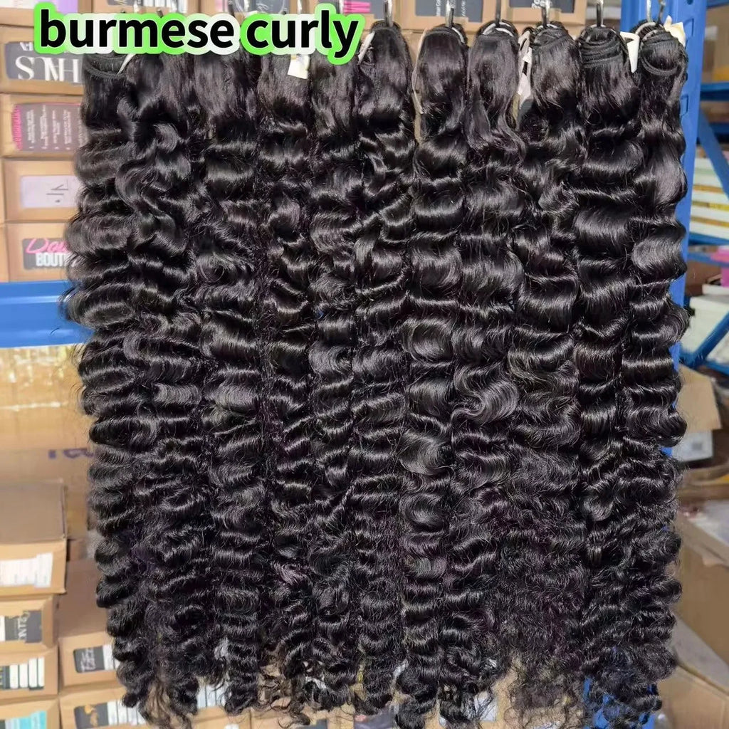 Extensiones de cabello camboyano 100% crudo baratos, paquetes de cabello humano virgen hinchable Fumi, paquetes de cabello crudo vietnamita rizado indio birmano