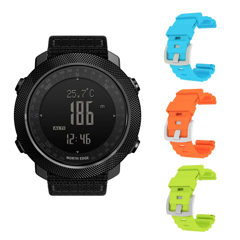 NORTH EDGE Reloj digital deportivo para hombre Horas de carrera Natación Relojes militares del ejército Altímetro Barómetro Brújula Impermeable 50m