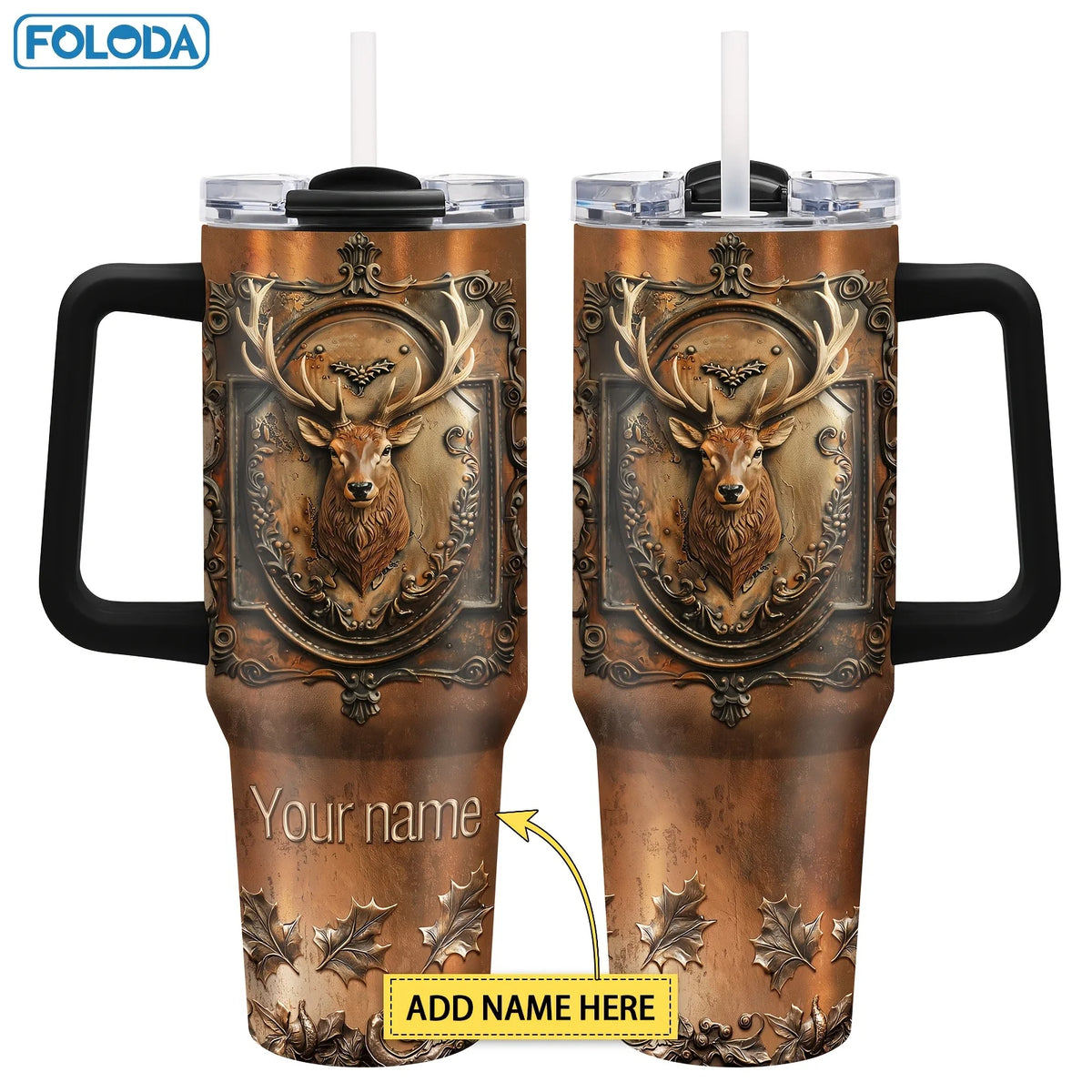 Logotipo personalizado Tazas de vaso de 40 oz Taza de vacío de acero inoxidable 304 Vaso aislado de 40 oz con asa y tapas