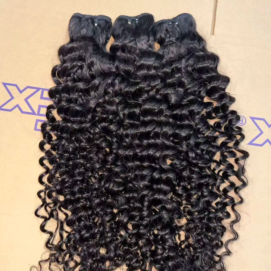 Extensiones de cabello camboyano 100% crudo baratos, paquetes de cabello humano virgen hinchable Fumi, paquetes de cabello crudo vietnamita rizado indio birmano