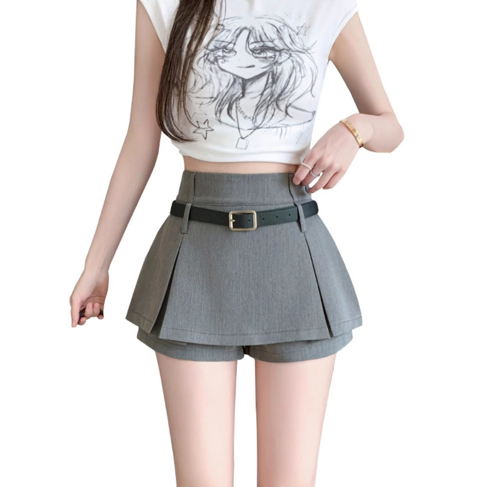 Falda de traje de alta gama Diseño de otoño para mujer Pantalones casuales de cintura alta Pantalones casuales Spice Girls Pantalones ultra cortos Falda Envío gratis