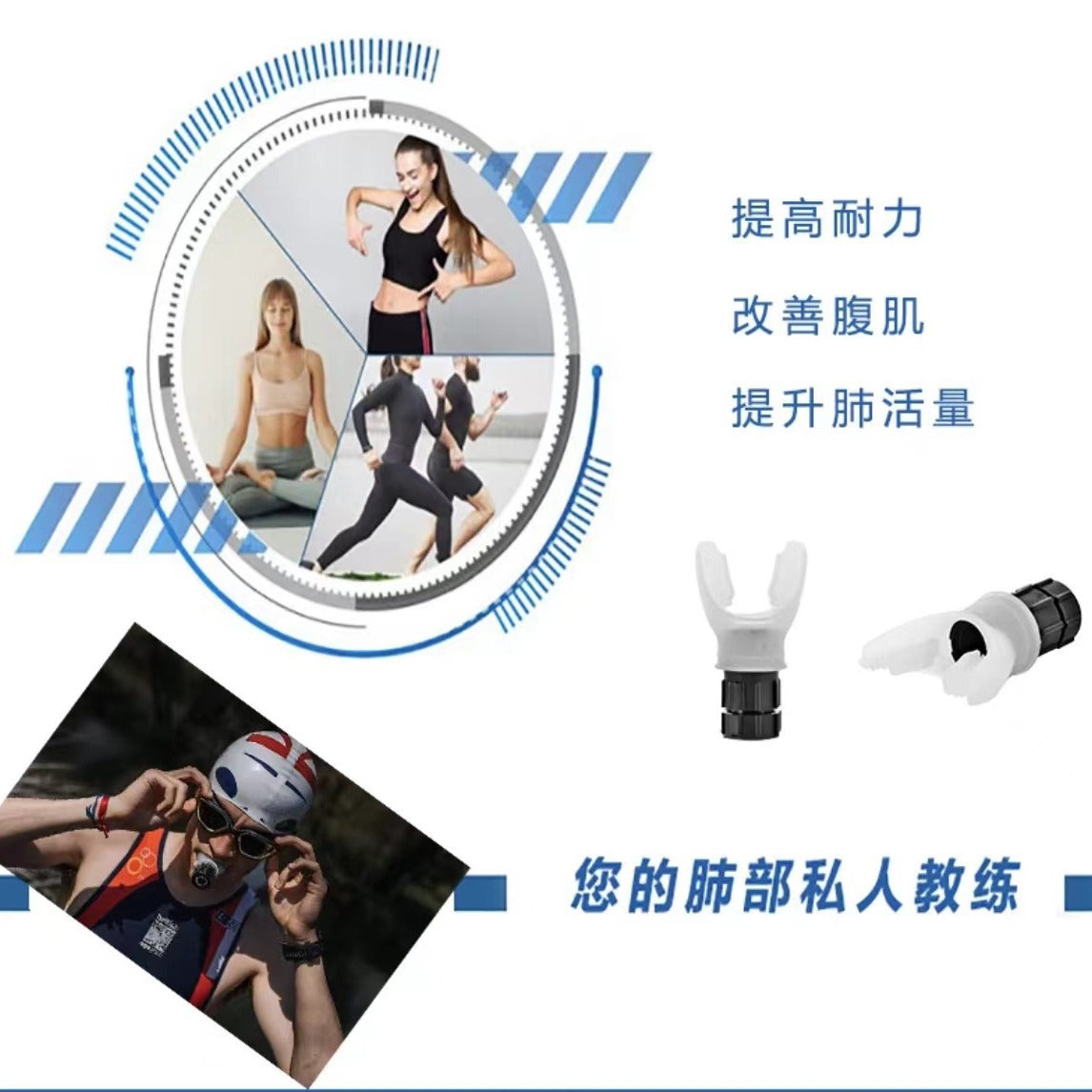 Popular entrenador de capacidad pulmonar tipo boquilla portátil para EPOC, entrenador de respiración para mejorar la función pulmonar, entrenador de ejercicio