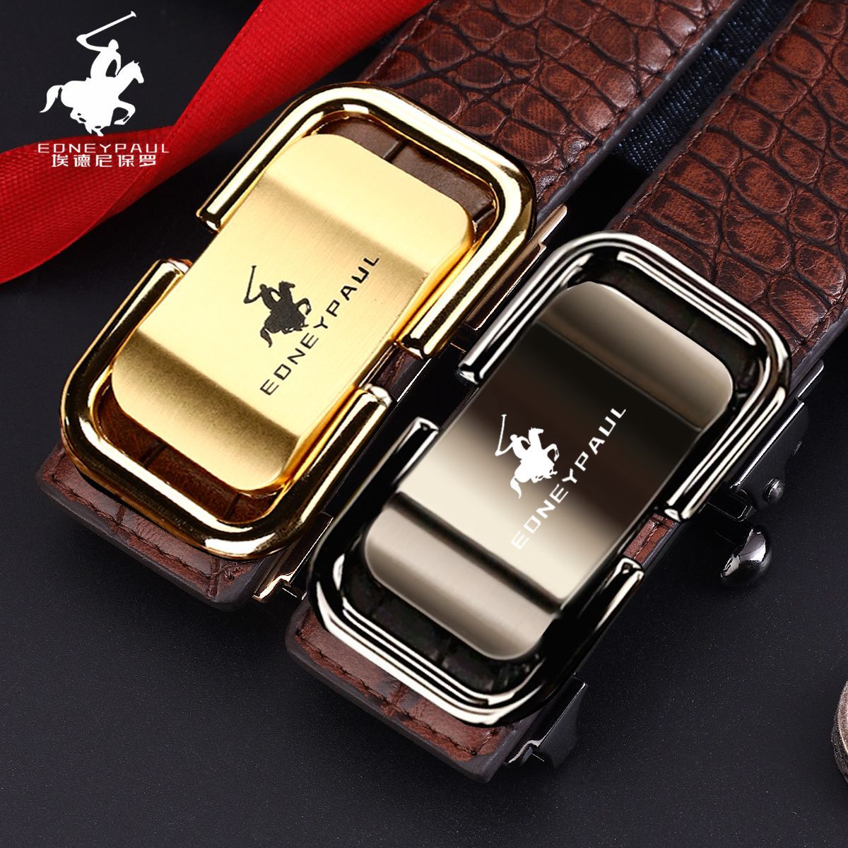 Cinturón para hombre, cuero genuino, patrón de cocodrilo, desgaste interior, hebilla automática, cinturón de moda para todos los partidos, cinturón de moda para negocios casual de mediana edad y joven