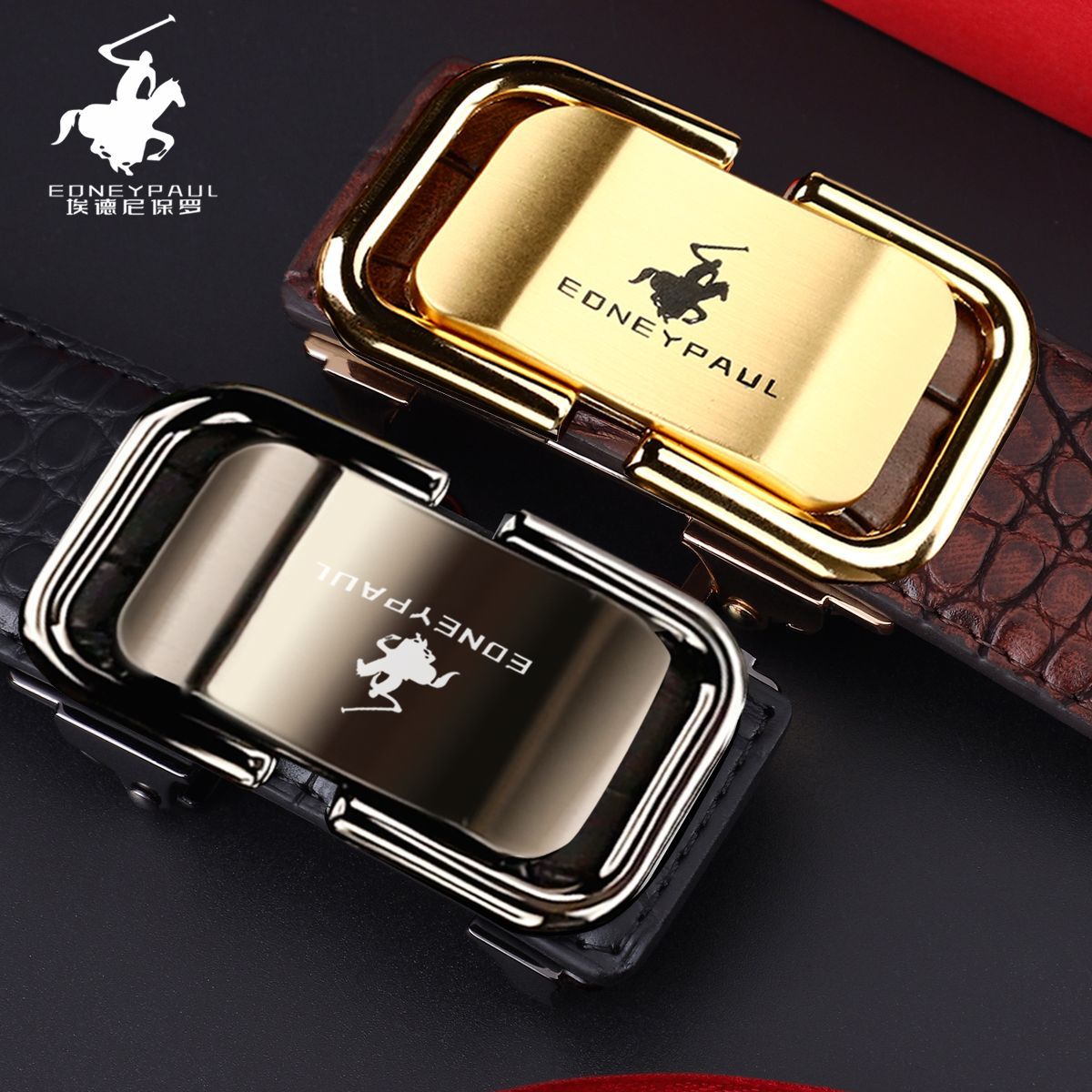 Cinturón para hombre, cuero genuino, patrón de cocodrilo, desgaste interior, hebilla automática, cinturón de moda para todos los partidos, cinturón de moda para negocios casual de mediana edad y joven