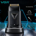 Afeitadora eléctrica VGR Recortadora de barba profesional 10000 RPM Vector Motor Foil Shaver Recíproco Cargador de base para hombre V-334