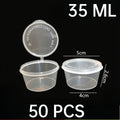 50 piezas de tarros de salsa de plástico con tapas, taza de salsa para alimentos, envases desechables a prueba de fugas, aderezos para ensaladas, condimentos