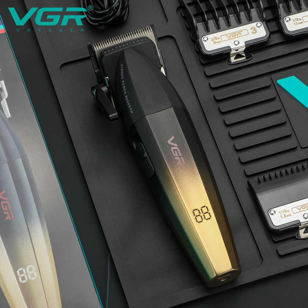 Cortadora de pelo VGR Recortadora de pelo profesional Cortadora eléctrica Máquina de corte de pelo inalámbrica 9000RPM Recortadora para hombres V-003