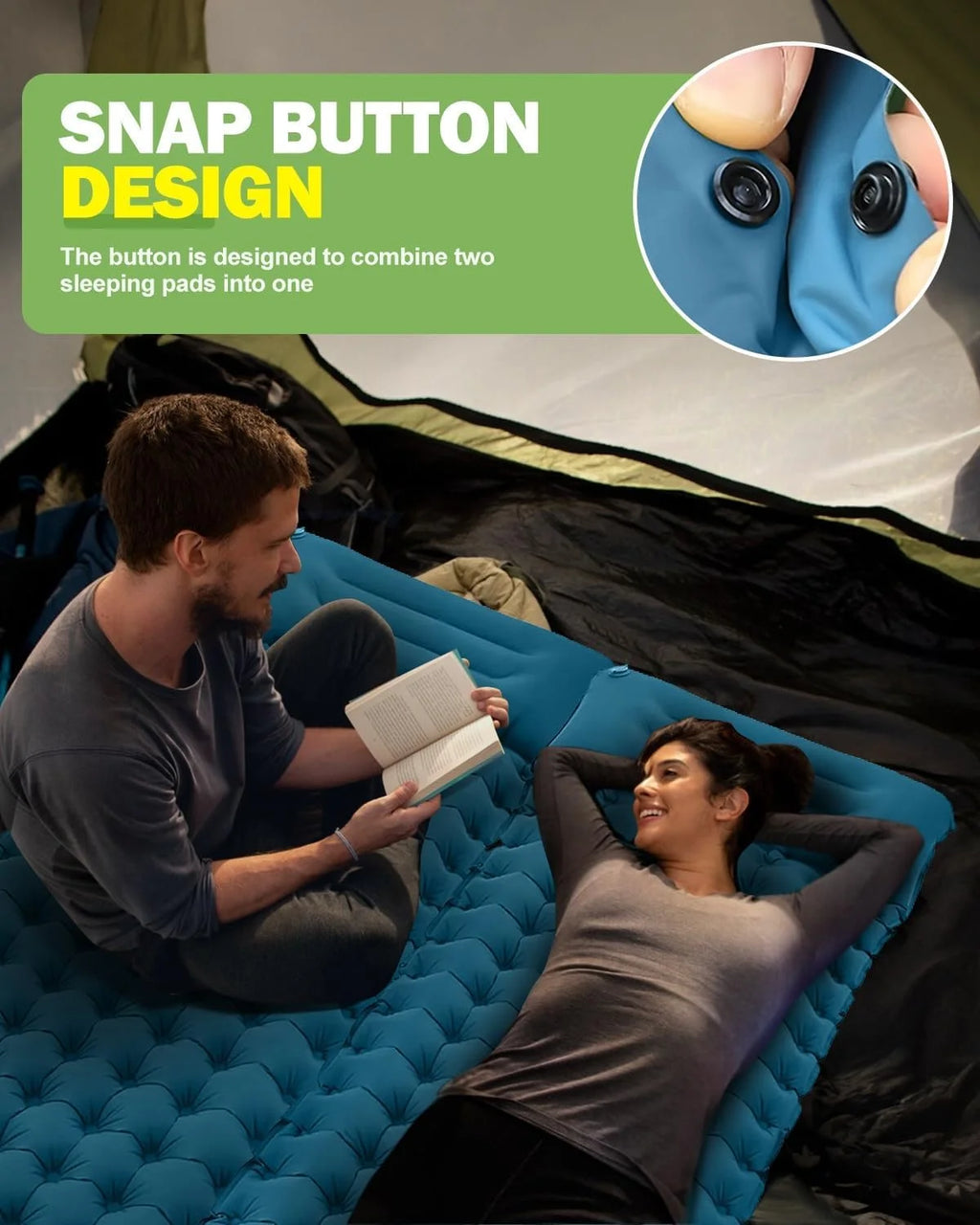 Cama de aire inflable de 4 pulgadas de espesor - Almohadilla de dormir de campamento de inflado rápido portátil para viajes de senderismo