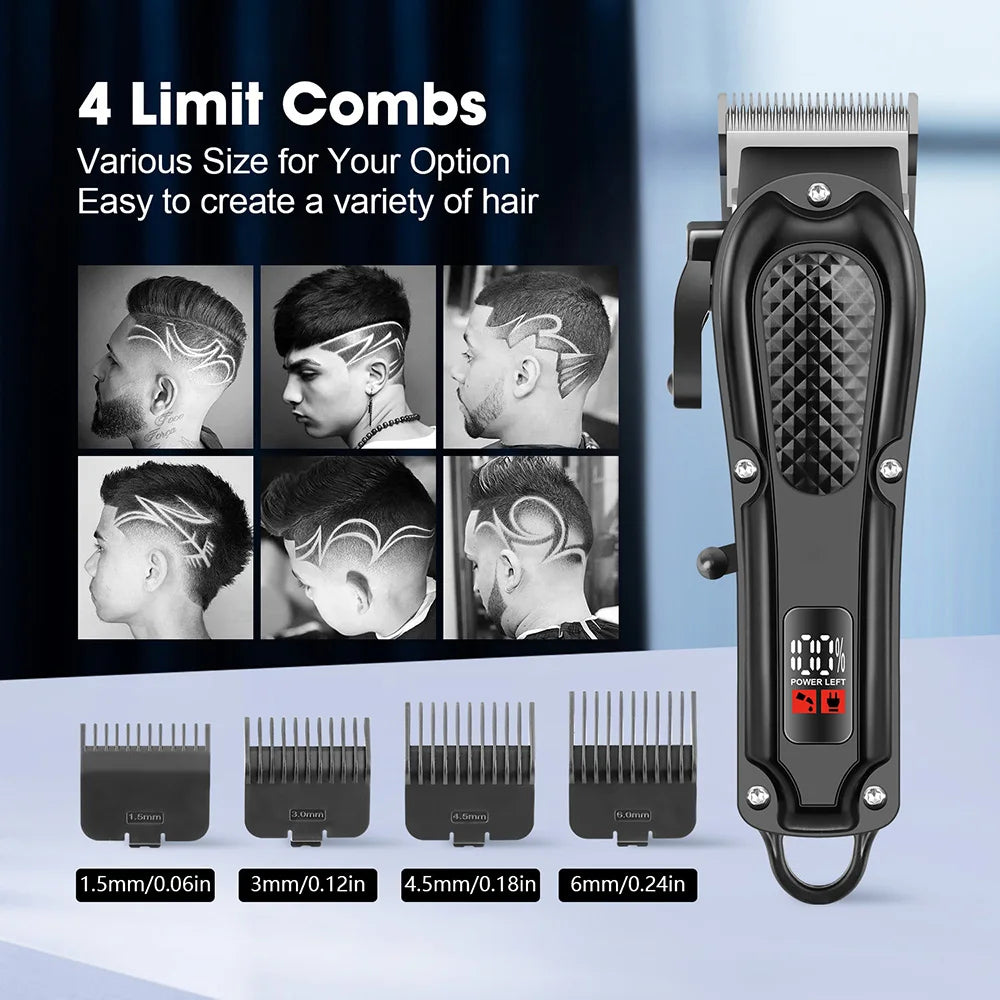 Recortadora de pelo eléctrica Barber para hombres, afeitadora de barba inalámbrica recargable, longitud de pelo, cortapelos eléctrica ajustable, herramienta de recorte