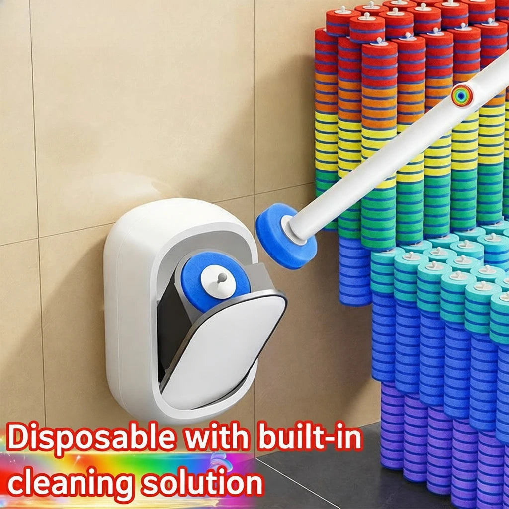 Toilet Brush with Holder Set Wall Mounted Long Handle Soft Flexible Brush Head No Dead Corner Bathroom Tool Made by JOYBOS