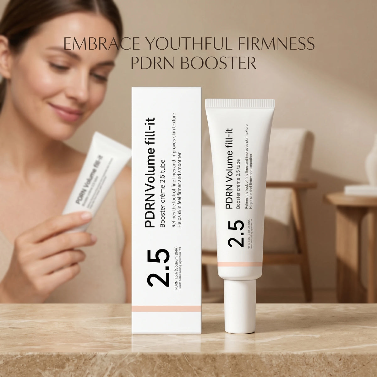 PDRN Volume fill it Crema Booster para la frente, las líneas de la sonrisa y las arrugas de la piel, antienvejecimiento, crema de volumen facial reafirmante, cuidado diario de la piel
