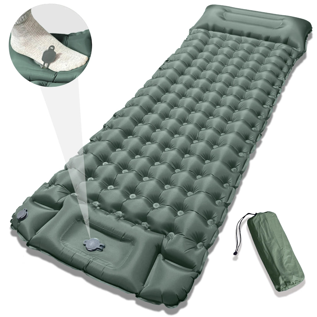 Cama de aire inflable de 4 pulgadas de espesor - Almohadilla de dormir de campamento de inflado rápido portátil para viajes de senderismo