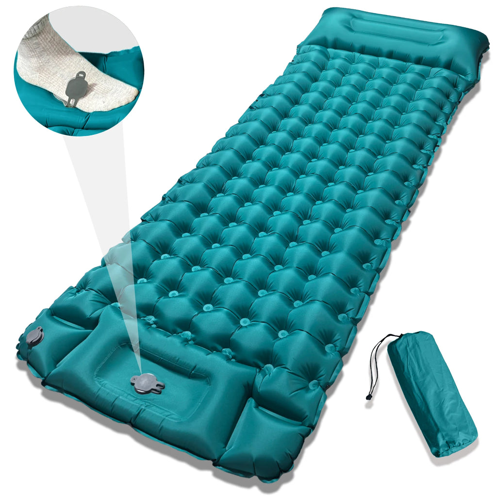 Cama de aire inflable de 4 pulgadas de espesor - Almohadilla de dormir de campamento de inflado rápido portátil para viajes de senderismo