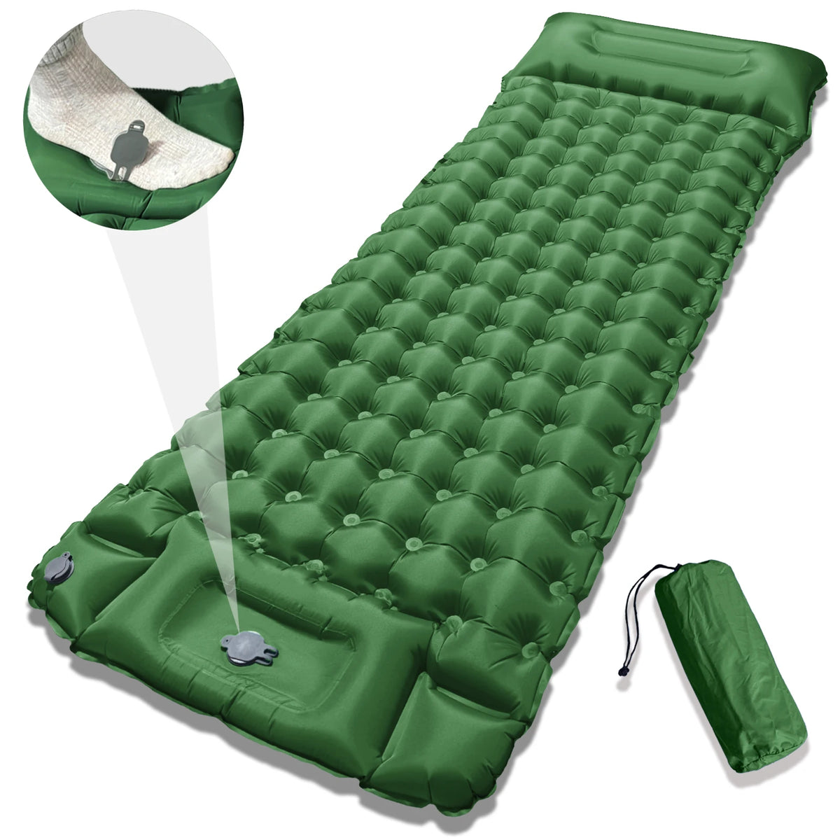 Cama de aire inflable de 4 pulgadas de espesor - Almohadilla de dormir de campamento de inflado rápido portátil para viajes de senderismo