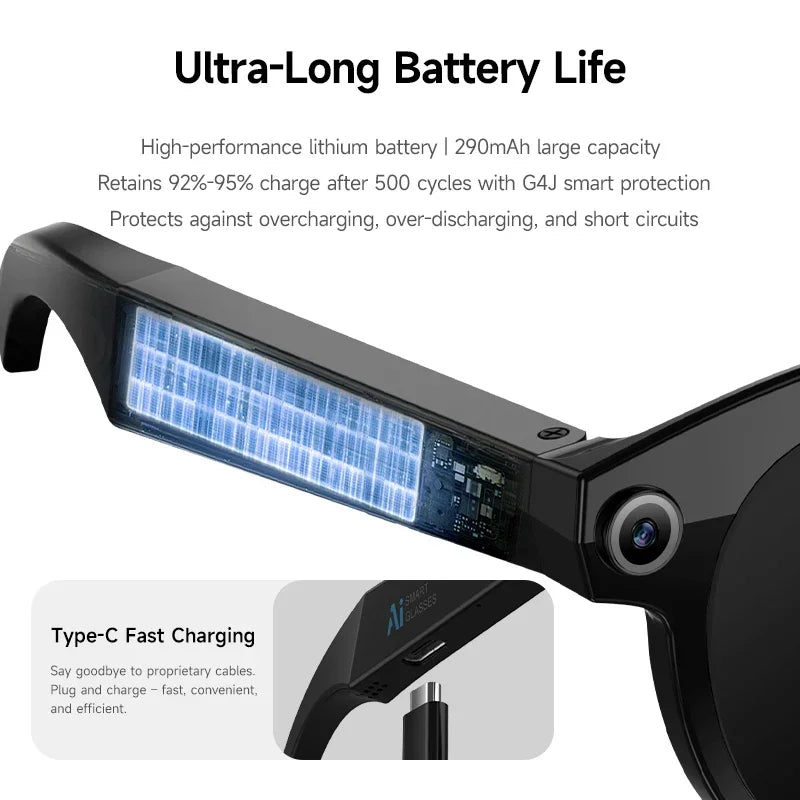 Lenovo 8K HD AI Gafas Inteligentes Cámara 1600WDual Traducción en tiempo real Llamada Bluetooth Sesión Audio Vídeo Música Reproducir Gafas de sol 2026