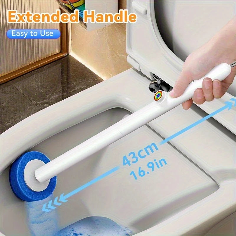 Toilet Brush with Holder Set Wall Mounted Long Handle Soft Flexible Brush Head No Dead Corner Bathroom Tool Made by JOYBOS