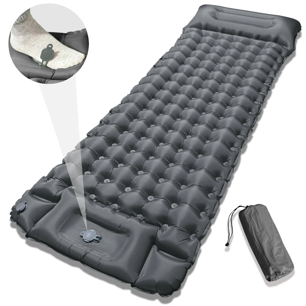 Cama de aire inflable de 4 pulgadas de espesor - Almohadilla de dormir de campamento de inflado rápido portátil para viajes de senderismo
