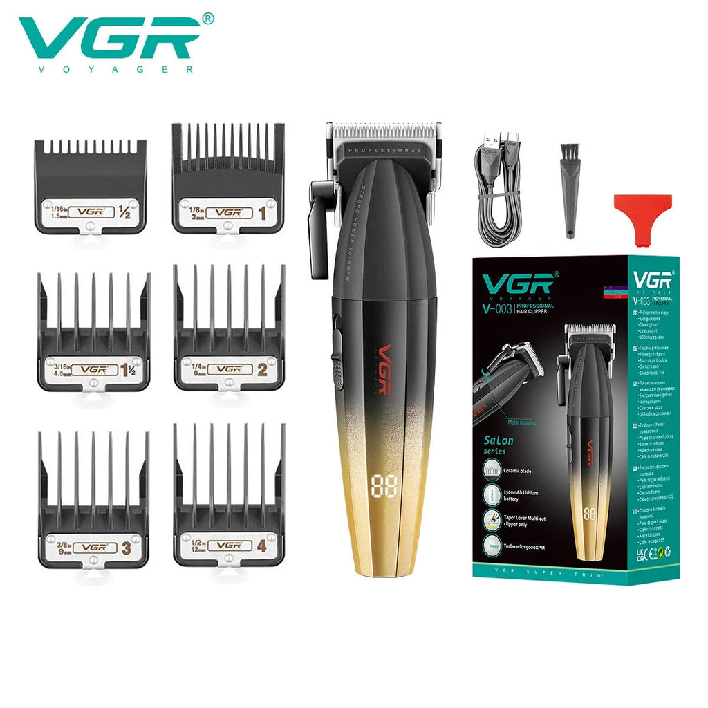 Cortadora de pelo VGR Recortadora de pelo profesional Cortadora eléctrica Máquina de corte de pelo inalámbrica 9000RPM Recortadora para hombres V-003