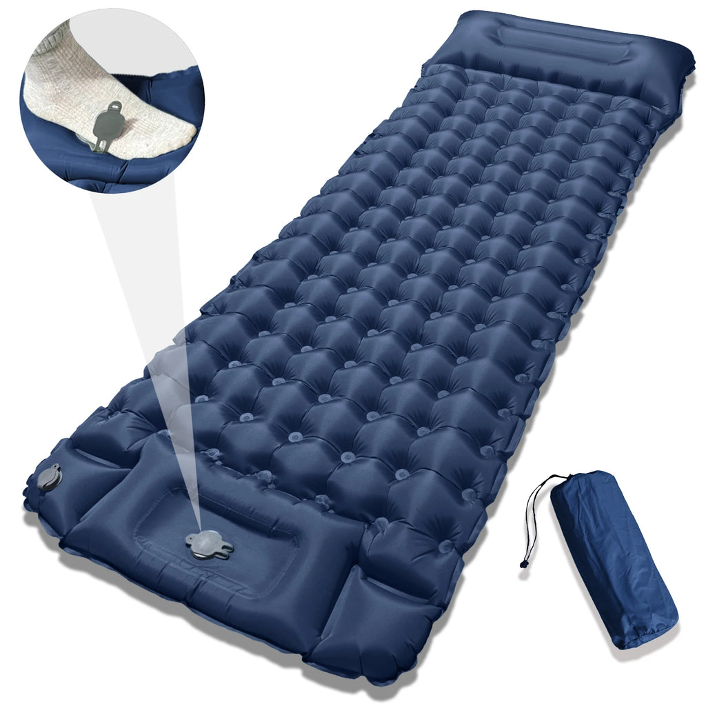 Cama de aire inflable de 4 pulgadas de espesor - Almohadilla de dormir de campamento de inflado rápido portátil para viajes de senderismo