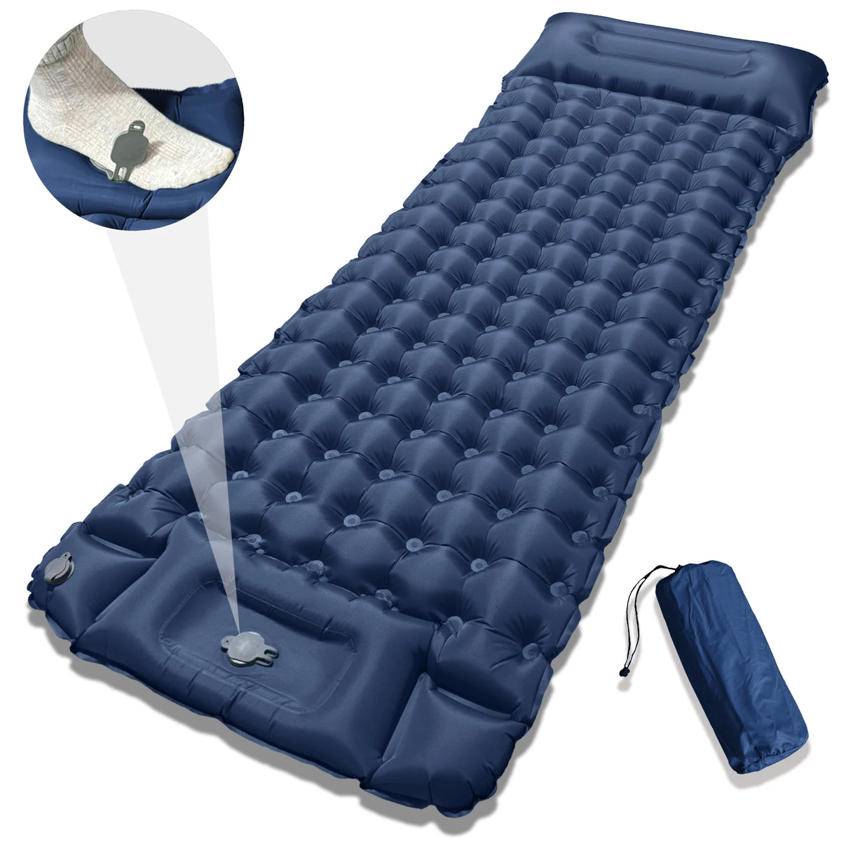 Cama de aire inflable de 4 pulgadas de espesor - Almohadilla de dormir de campamento de inflado rápido portátil para viajes de senderismo