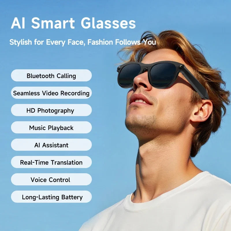 Lenovo 8K HD AI Gafas Inteligentes Cámara 1600WDual Traducción en tiempo real Llamada Bluetooth Sesión Audio Vídeo Música Reproducir Gafas de sol 2026
