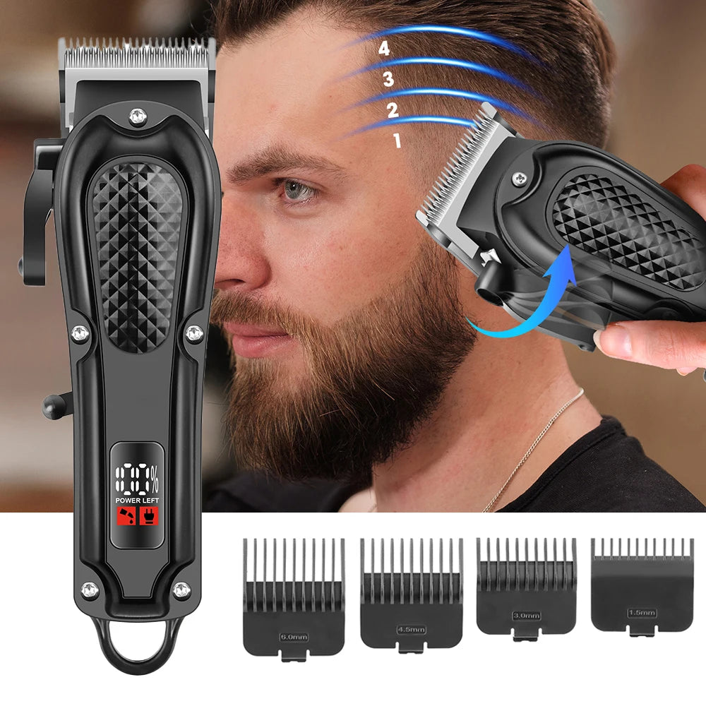 Recortadora de pelo eléctrica Barber para hombres, afeitadora de barba inalámbrica recargable, longitud de pelo, cortapelos eléctrica ajustable, herramienta de recorte