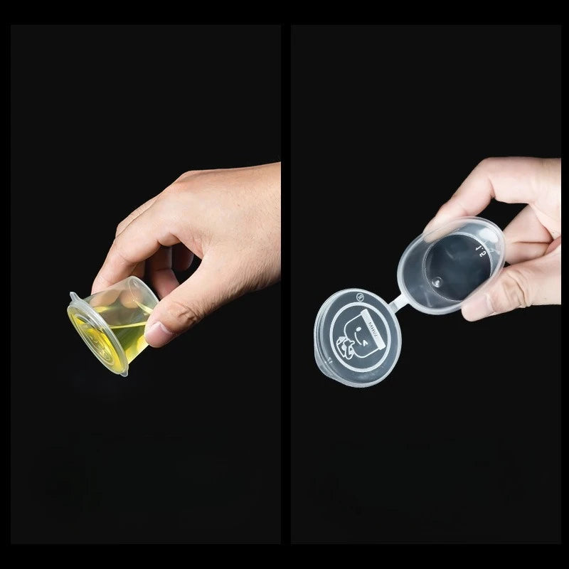 50 piezas de tarros de salsa de plástico con tapas, taza de salsa para alimentos, envases desechables a prueba de fugas, aderezos para ensaladas, condimentos