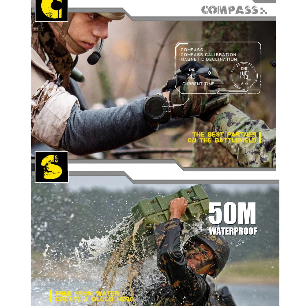 NORTH EDGE Reloj digital deportivo para hombre Horas de carrera Natación Relojes militares del ejército Altímetro Barómetro Brújula Impermeable 50m