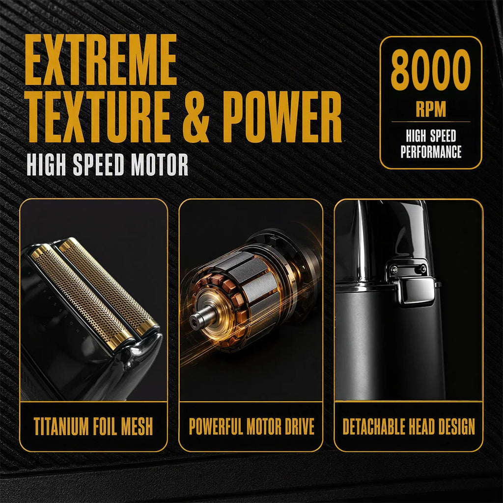 Afeitadora eléctrica VGR Recortadora de barba profesional 10000 RPM Vector Motor Foil Shaver Recíproco Cargador de base para hombre V-334