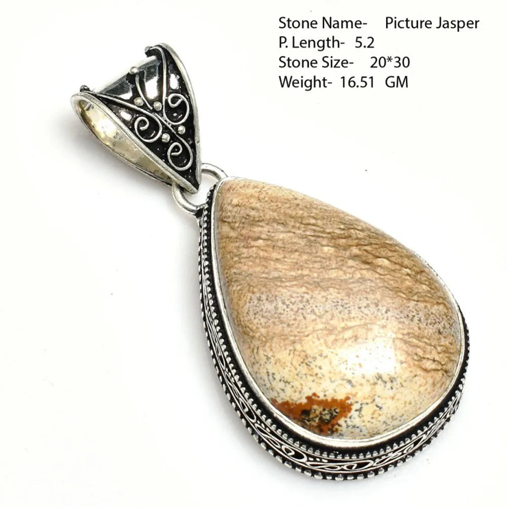 Colgante antiguo de ágata de jaspe genuino Unakite
