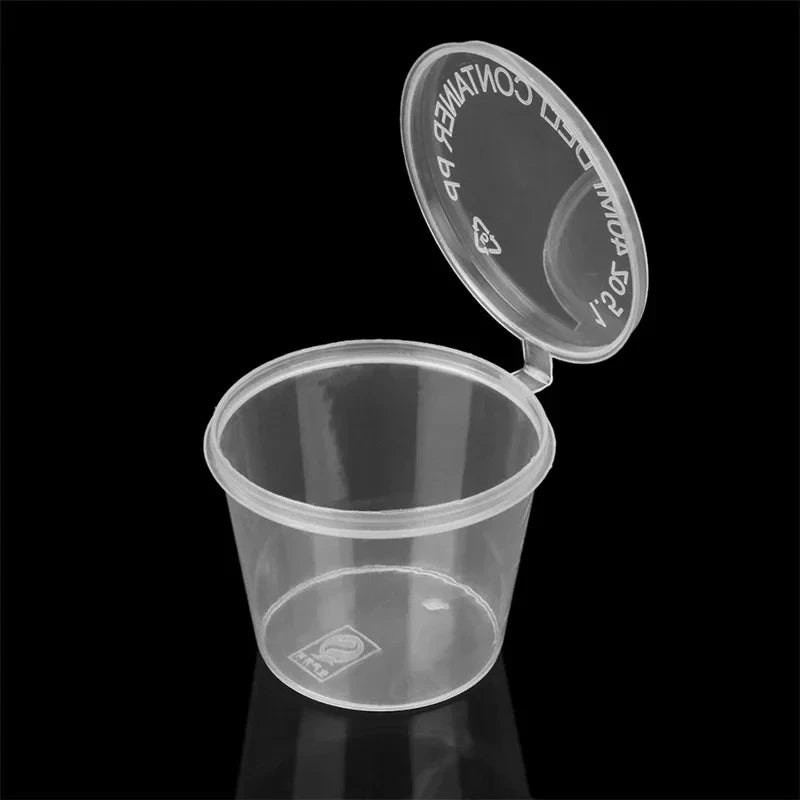 50 piezas de tarros de salsa de plástico con tapas, taza de salsa para alimentos, envases desechables a prueba de fugas, aderezos para ensaladas, condimentos