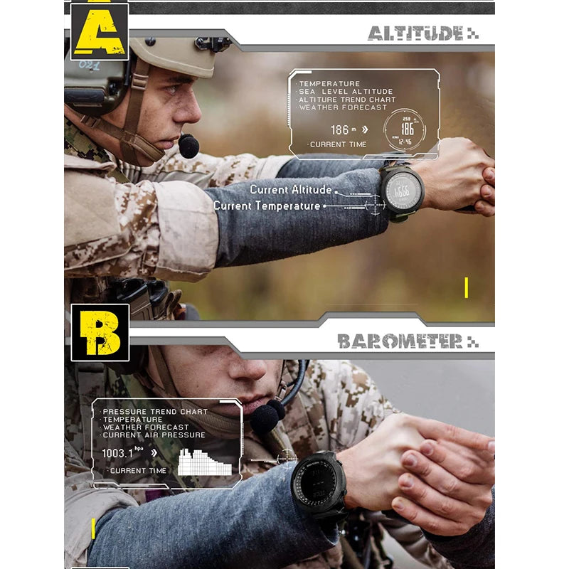 NORTH EDGE Reloj digital deportivo para hombre Horas de carrera Natación Relojes militares del ejército Altímetro Barómetro Brújula Impermeable 50m