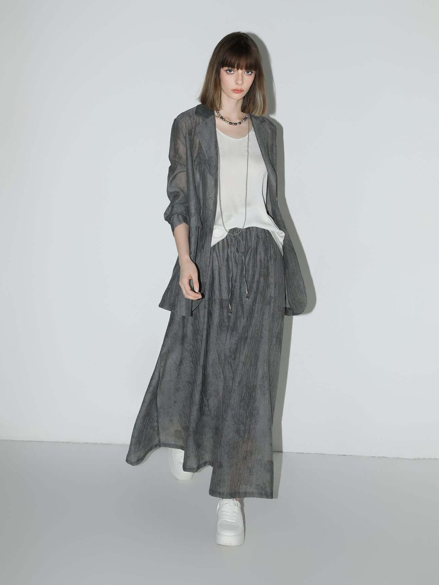 Ink-Washed Draped Striped Blazer-2