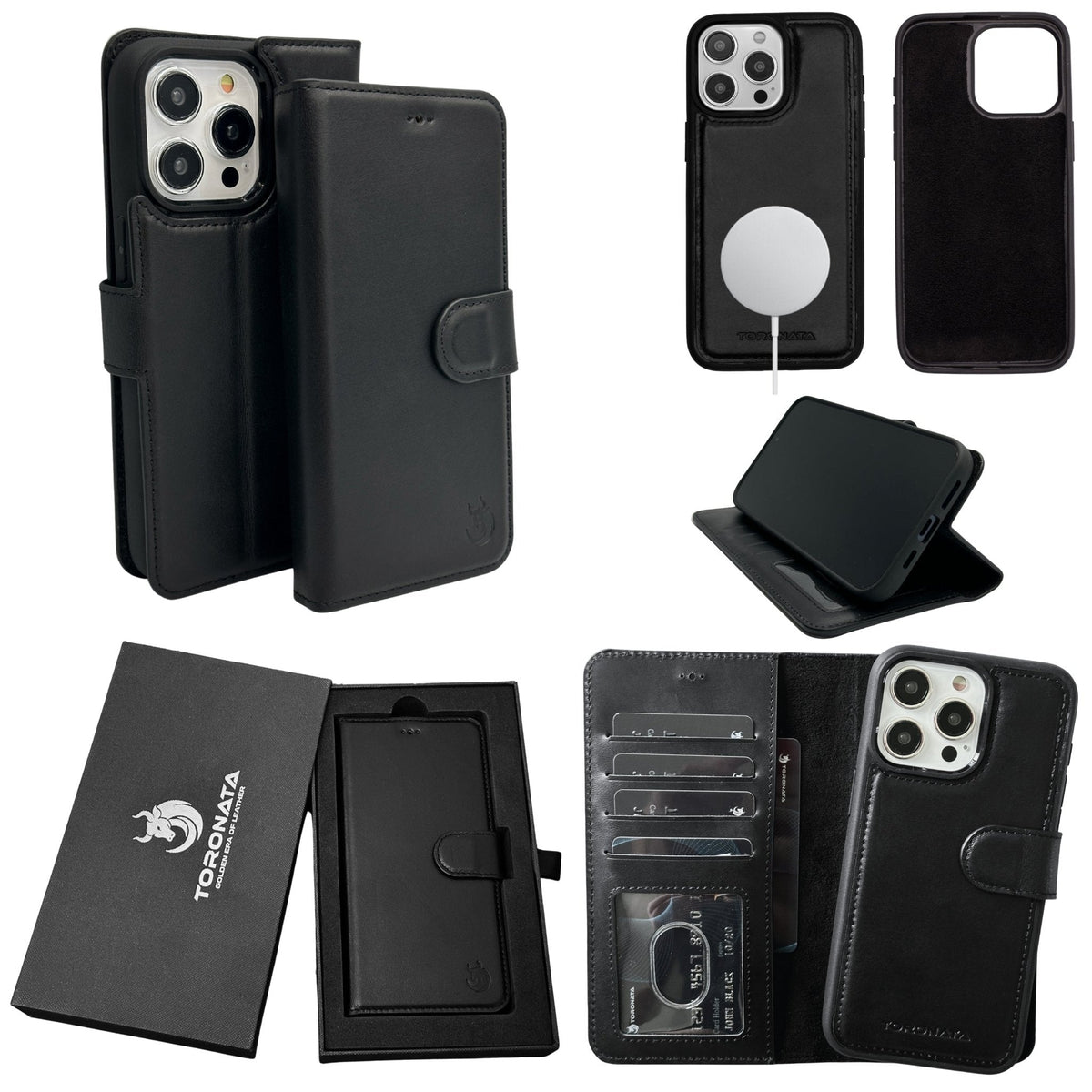 Funda de cuero Vegas Premium para iPhone 15 Plus con MagSafe | Cartera de lujo con bloqueo de RFID desmontable