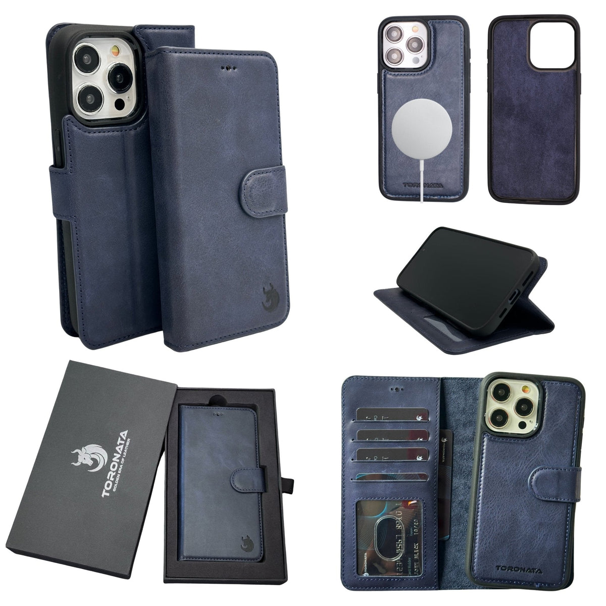 Funda de cuero Vegas Premium para iPhone 15 Plus con MagSafe | Cartera de lujo con bloqueo de RFID desmontable