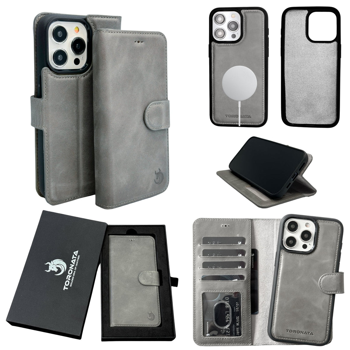 Funda de cuero Vegas Premium para iPhone 15 Plus con MagSafe | Cartera de lujo con bloqueo de RFID desmontable