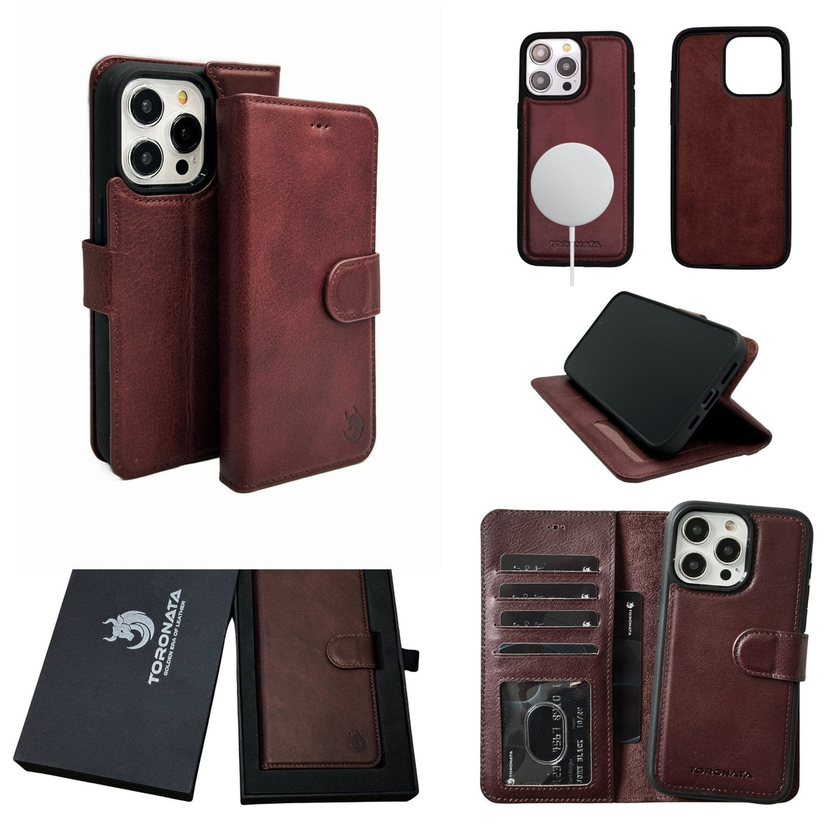 Funda de cuero Vegas Premium para iPhone 15 Plus con MagSafe | Cartera de lujo con bloqueo de RFID desmontable