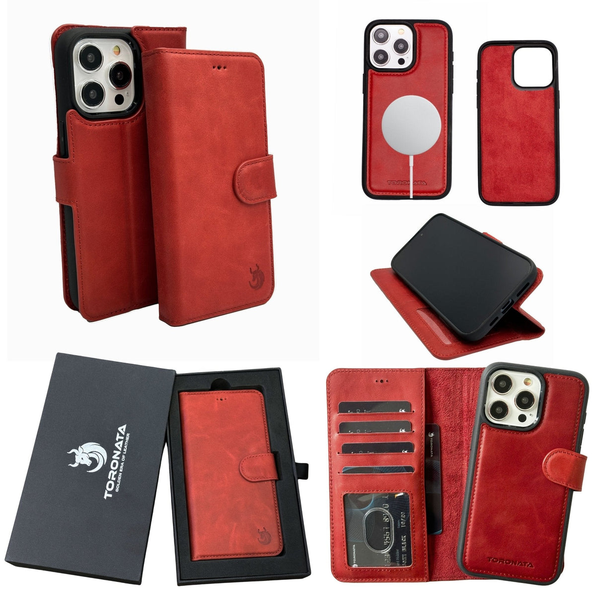 Funda de cuero Vegas Premium para iPhone 15 Plus con MagSafe | Cartera de lujo con bloqueo de RFID desmontable
